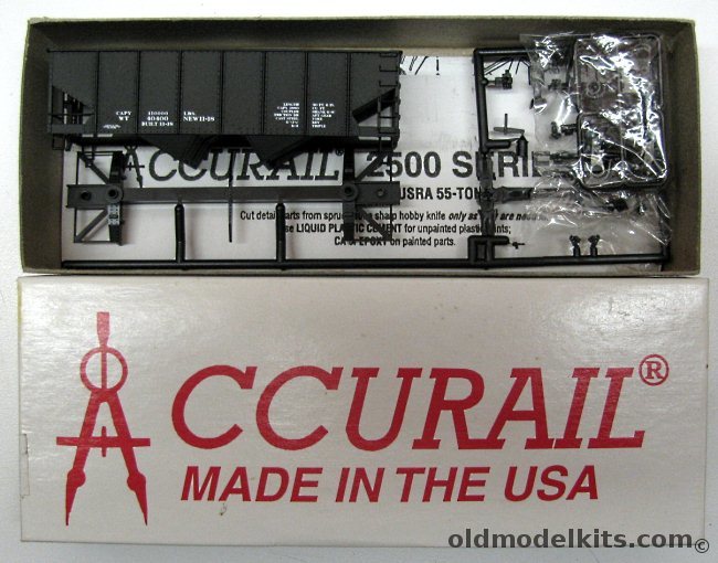 Accurail HO 55 Ton USRA Hopper Car - Black with White Data - HO Scale Model Train Kit, 2497 plastic model kit